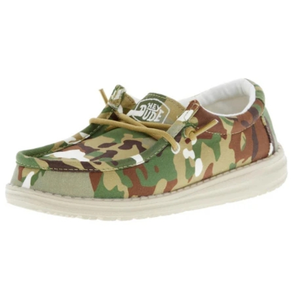 Hey Dude Wally Youth Camo Loafer Slip on shoes sz L5 Y4